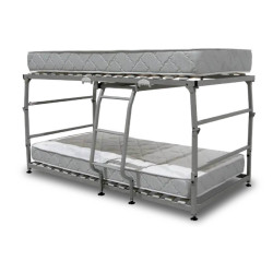 Pack Cama Litera Plegable Vega Pardo + 2 Colchones Visco City Sense 17 cm