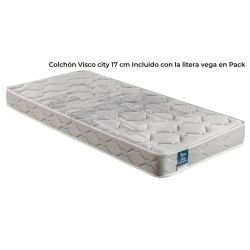 Pack Litera Metálica Vega + 2 Colchones Visco City Pardo - ColchonesDeCasa